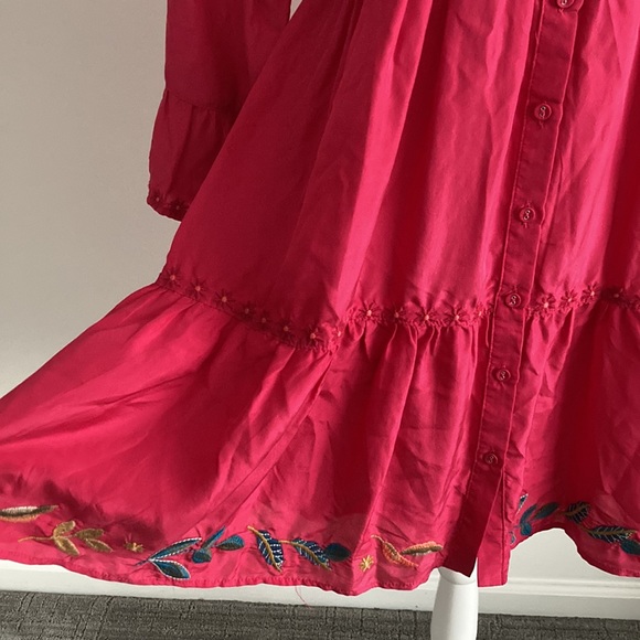 Johnny Was Workshop Dress Embroidery Shuri Easy Tiered w/ Slip - Picture 7 of 12